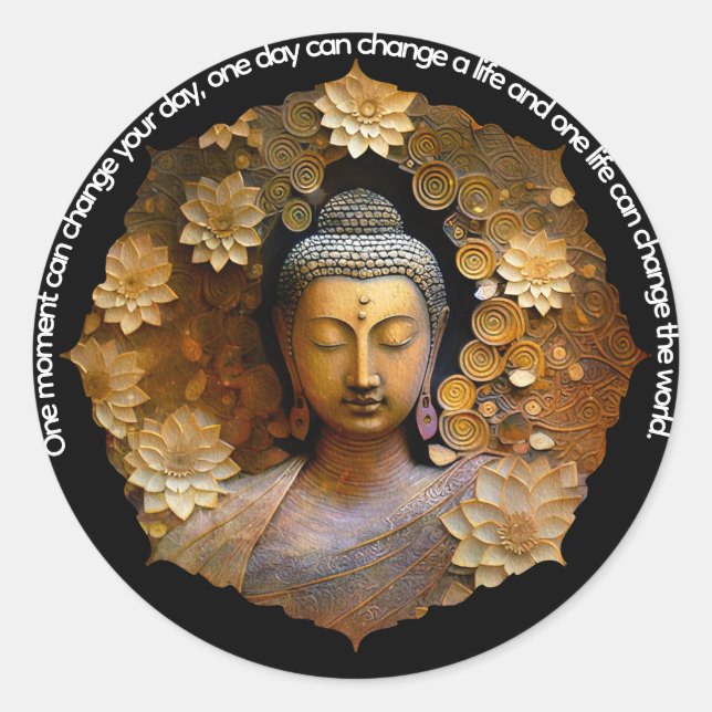 Sticker Rond Bouddha, Méditation Spirituelle (Devant)