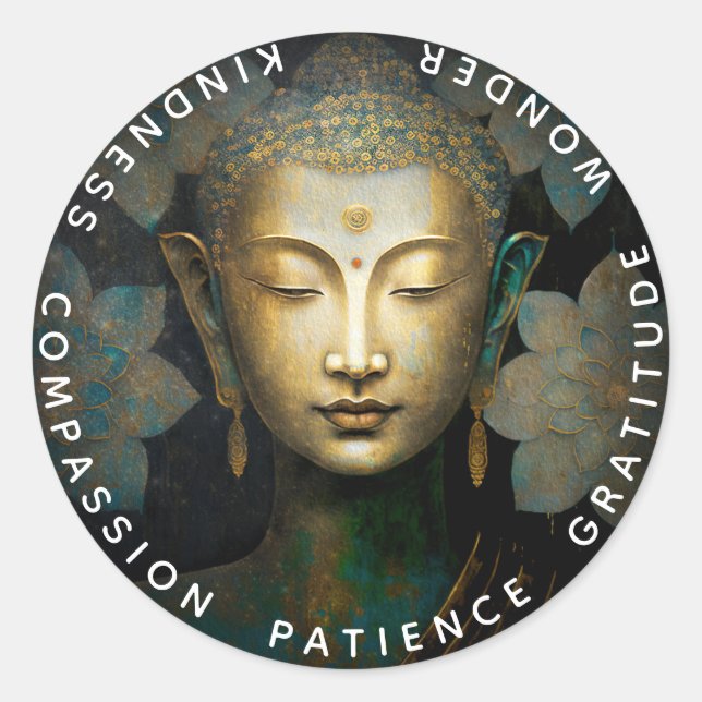 Sticker Rond Bouddha, Méditation Spirituelle (Devant)