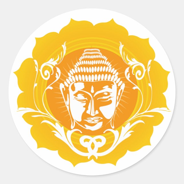 Sticker Rond Bouddha orange et jaune (Devant)
