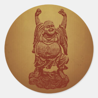 Sticker Rond Bouddha riant (rouge foncé)