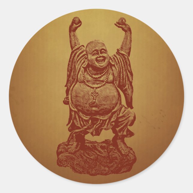 Sticker Rond Bouddha riant (rouge foncé) (Devant)