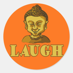Sticker Rond Bouddha souriant avec texte RIRE Tee - shirts et c