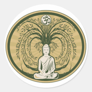 Sticker Rond Bouddha sous l'arbre de Bodhi