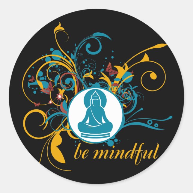 Sticker Rond Bouddha Soyez Conscient (Devant)