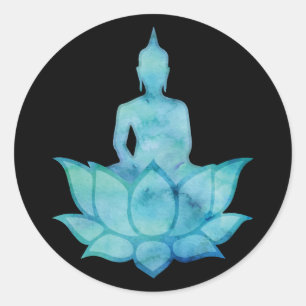 Sticker Rond Bouddha sur Lotus Blue