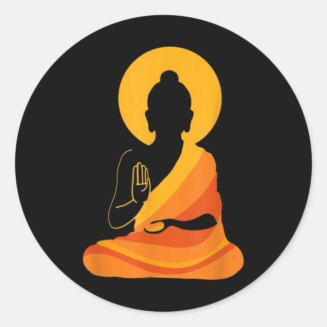 Sticker Rond Bouddha YingYang Zen Yoga, Détendez-vous, Profitez (Devant)