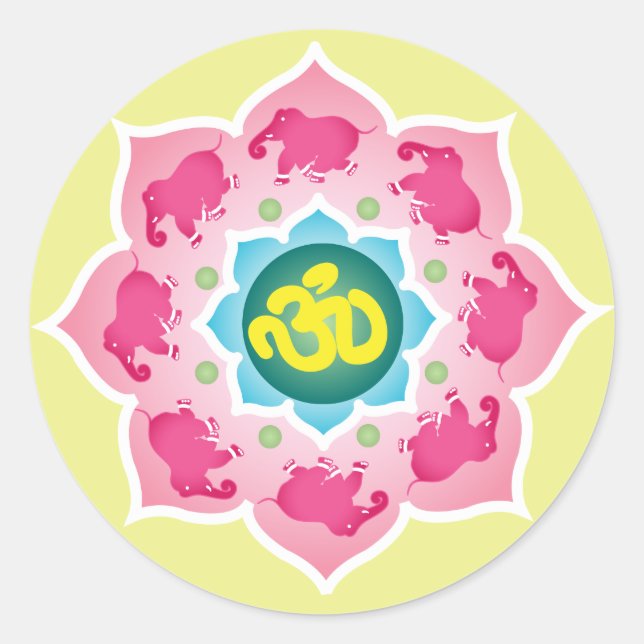 Sticker Rond Bouddhisme de yoga de l'OM de fleur de Lotus (Devant)