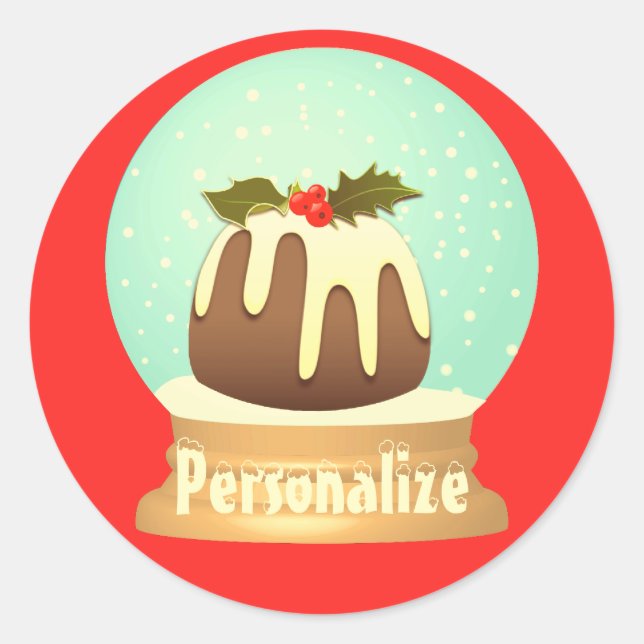 Sticker Rond Boudin boudin neige globe tourteau d'hiver rouge v (Devant)