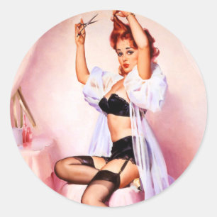 Sticker Rond Boudoir Pin Up