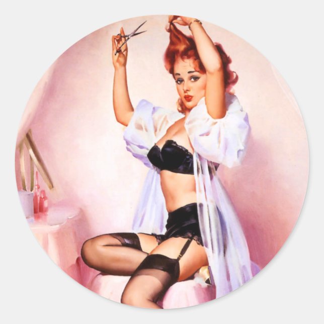 Sticker Rond Boudoir Pin Up (Devant)