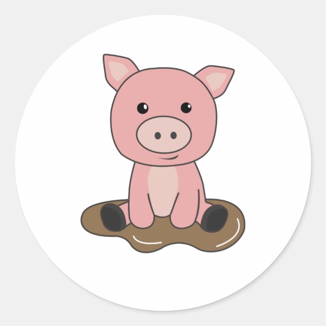 Sticker Rond Boue de cochon de cochon de porc (Devant)