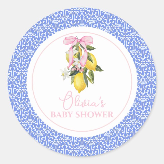 Sticker Rond Boue rose citron La Dolce Vita Baby shower (Devant)