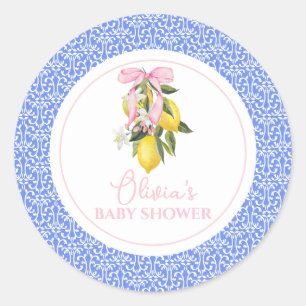 Sticker Rond Boue rose citron La Dolce Vita Baby shower