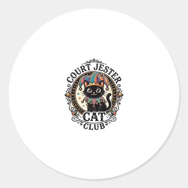 Sticker Rond Bouffon de cour Chat Design amusant pour amateur d (Devant)