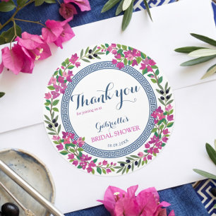 Sticker Rond Bougainvillea Méditerranéen Mariage grec