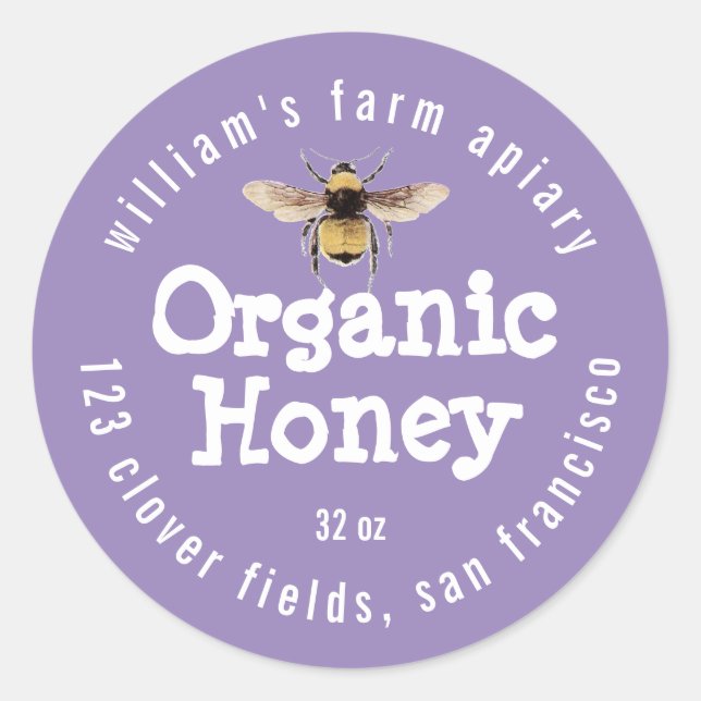 Sticker Rond Bougainvillea Purple Honey Jar Label (Devant)