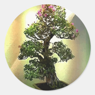 Sticker Rond Bougainvilliers Bonsai Tree