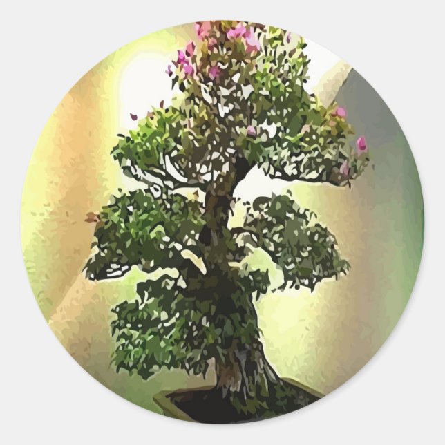 Sticker Rond Bougainvilliers Bonsai Tree (Devant)