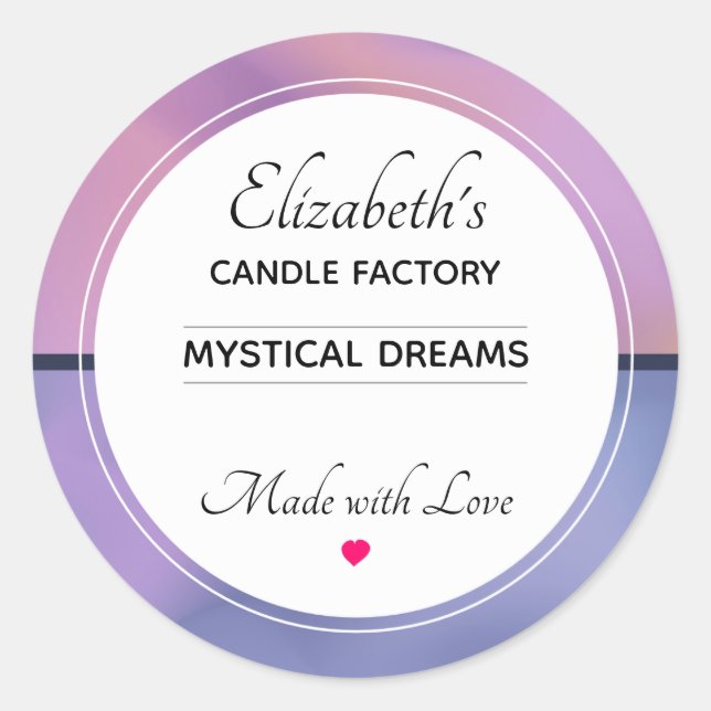 Sticker Rond Bougie Abstraite moderne violet et rose Biz (Devant)