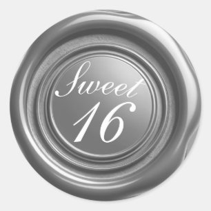 Sticker Rond Bougie argentée Sceau de cire Goutte de mariage Sw