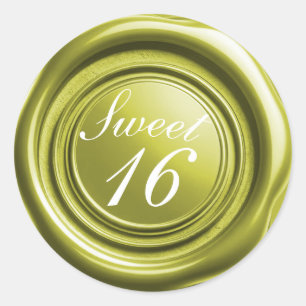 Sticker Rond Bougie Chartreuse Wax Seal Drip Mariage Sweet 16