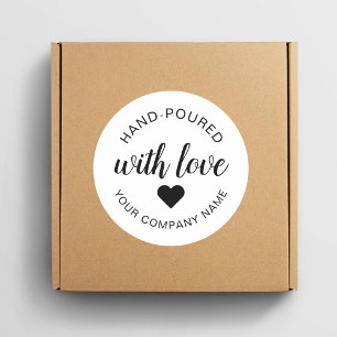 Sticker Rond Bougie « Coulée à la main » avec amour