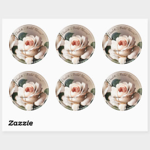 Sticker Rond Bougie de Fête de Mariage Rose Pâle Beige Huileuse