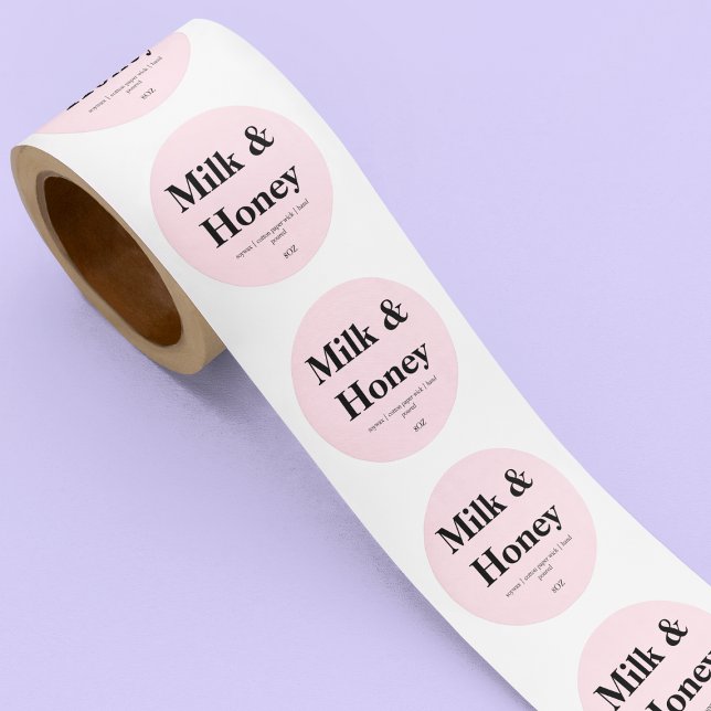 Sticker Rond Bougie de marque à emballage rose Blush faite à la (Créateur téléchargé)