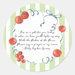 Sticker Rond Bougie de prière baby shower tomate