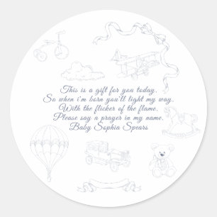 Sticker Rond Bougie de prière de nursery Toile de Jouy