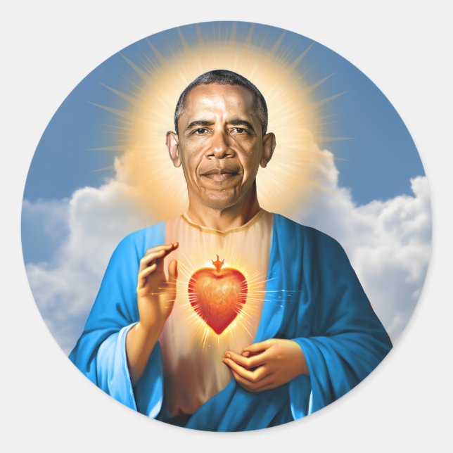 Sticker Rond Bougie de prière Saint Barack Obama (Devant)