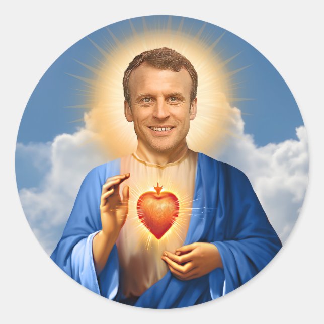 Sticker Rond Bougie de prière Saint Emmanuel Macron (Devant)