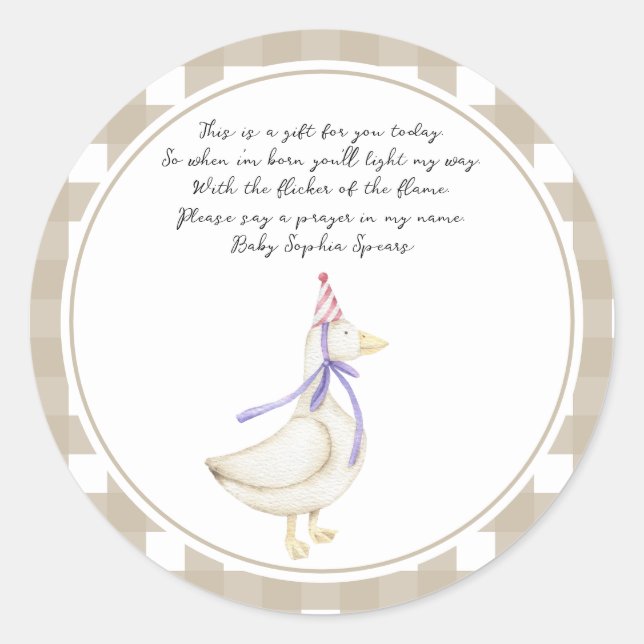 Sticker Rond Bougie de prière Silly Goose (Devant)