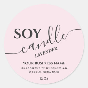 Sticker Rond Bougie de soja à écriture moderne minimaliste rond