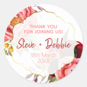 Sticker Rond Bougie de Soja Baume à Lèvres Mariage Merci Rose B