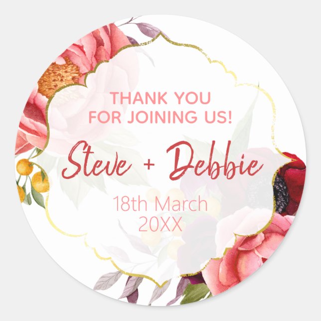 Sticker Rond Bougie de soja en Merci rose blanc Mariage (Devant)