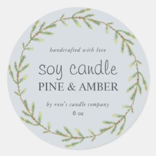 Sticker Rond Bougie de soja fait maison Épicéa personnalisé ble