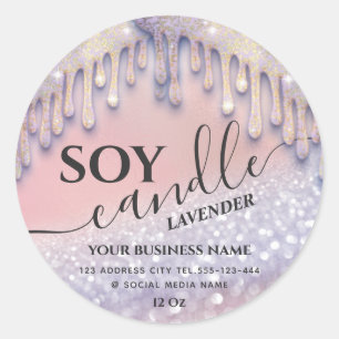 Sticker Rond Bougie de soja moderne luxe gouttes scintillantes