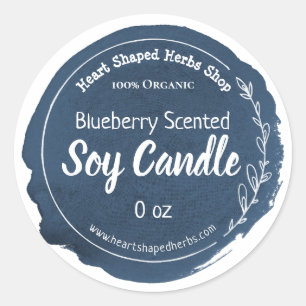Sticker Rond Bougie de soja parfumée aux bleuets foncés Étiquet