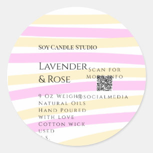 Sticker Rond Bougie de soja rose Lavender entreprise ajouter q