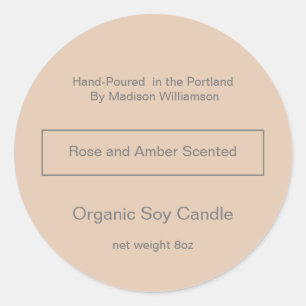 Sticker Rond Bougie de soja Simple rose et gris