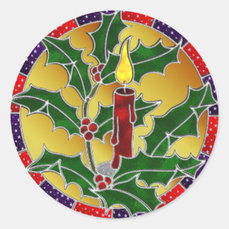 Sticker Rond Bougie en verre tendu et saint