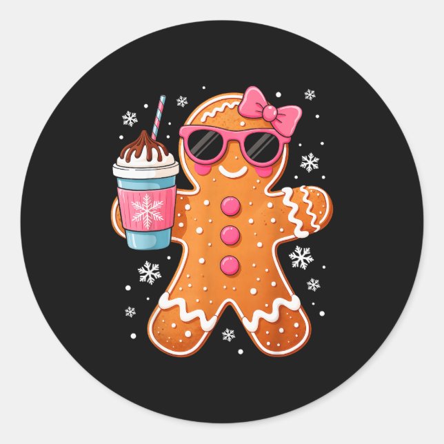 Sticker Rond Bougie Gingerbread Hot Chocolate Cocoa Women Girl  (Devant)