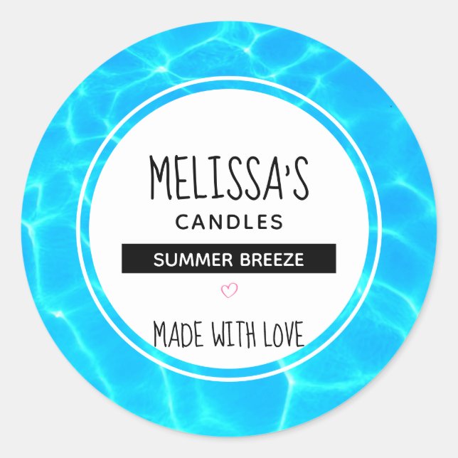 Sticker Rond Bougie photo Clear Blue Pool / Savon (Devant)