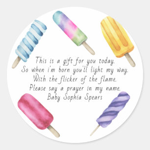 Sticker Rond Bougie prières Popsicle aquarelle