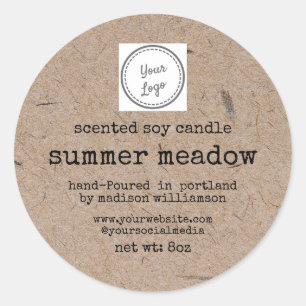 Sticker Rond Bougie Soy   Papier Kraft  Ajouter votre logo