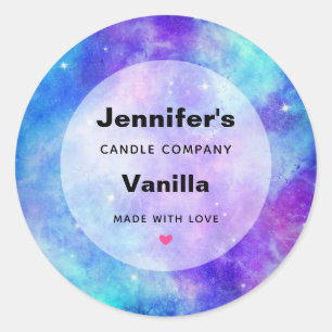 Sticker Rond Bougie spatiale violette et bleu Galaxy