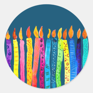 Sticker Rond Bougies d'anniversaire aquarelle