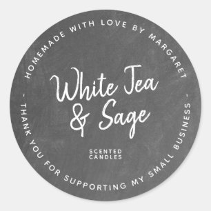 Sticker Rond Bougies Parfumées Faite Avec Amour Tableau Noir