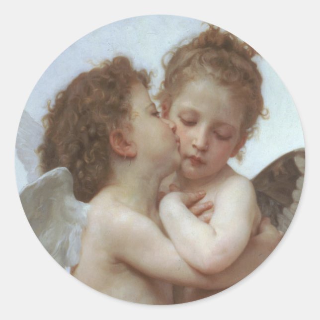 Sticker Rond Bouguereau - Belle Peinture Ange (Devant)